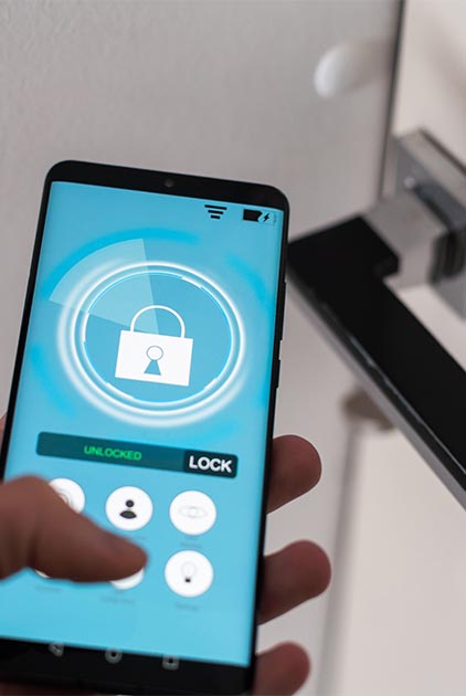ouverture d'une serrure digitale par smartphone